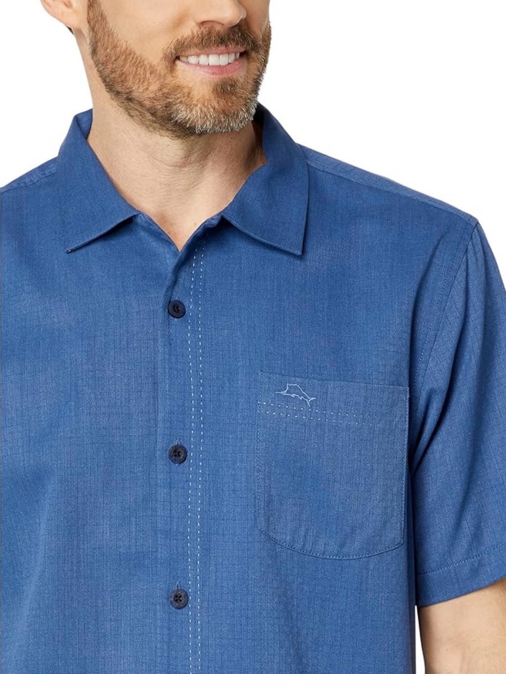 Tommy Bahama Navy Blue Short-Sleeve Button-Down Silk Island Camp Shirt XL
